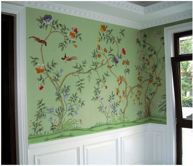 hand painted wallpaper, silk wallpaper, china wallpaper, grace silk ...